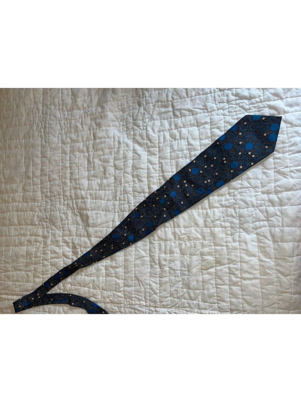 Blue & Black Polka Dot Pattern Silk Tie